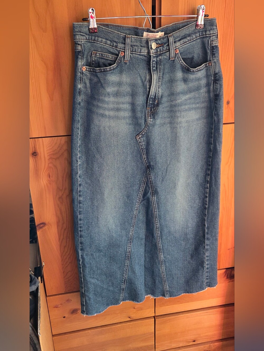 Levi Strauss Signature Medium Wash Long Denim Skirt Size 8